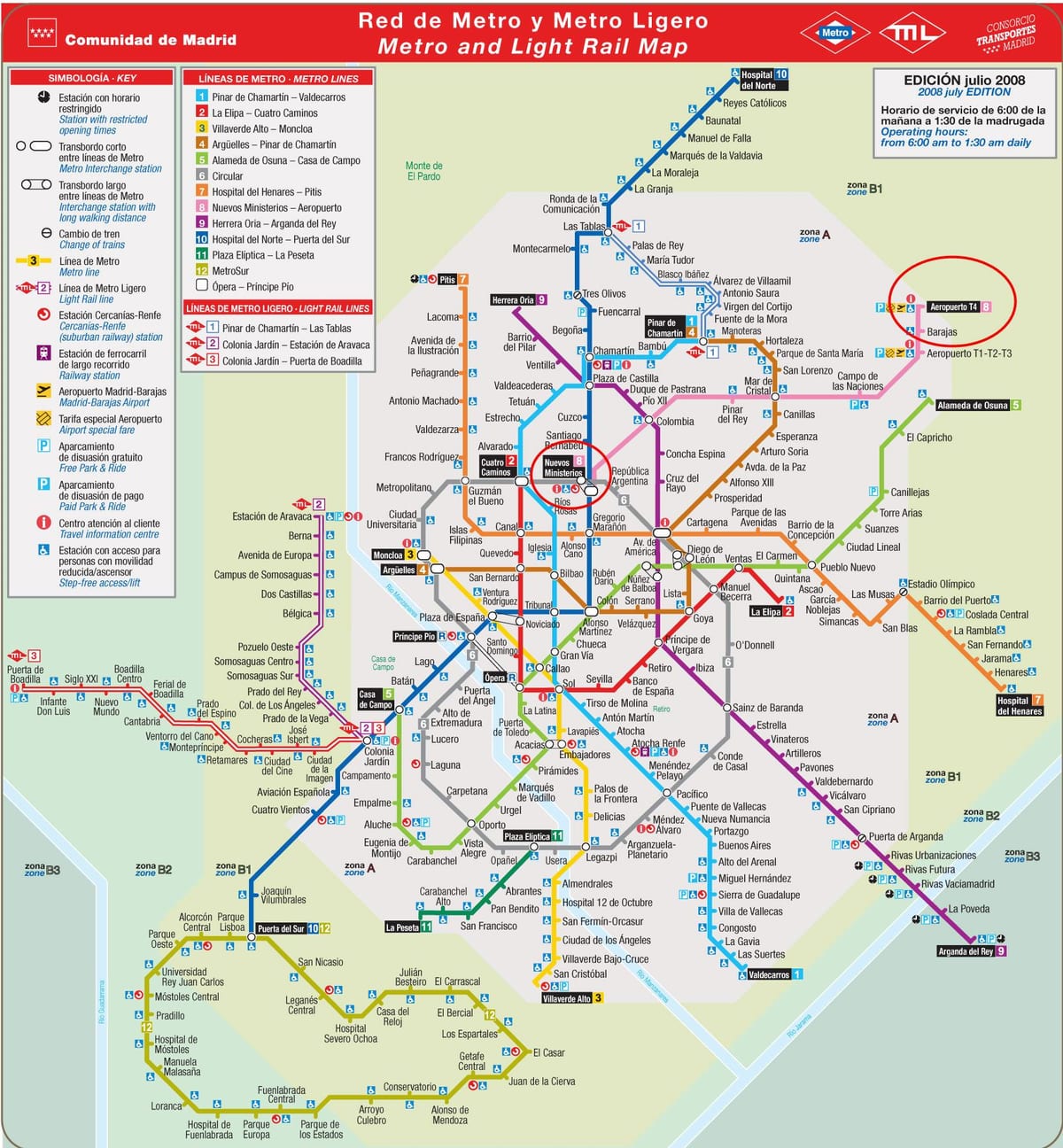 Madrid metro kort flugvöllur