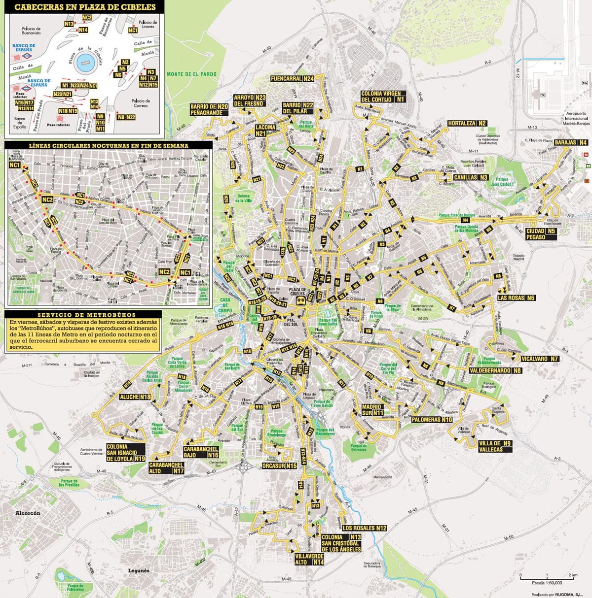 ertu Madrid strætó kort