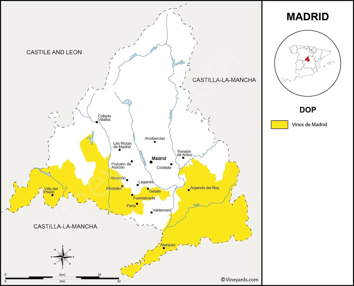 kort af Madrid svæðinu