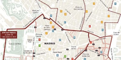 Kort af Madrid bílastæði